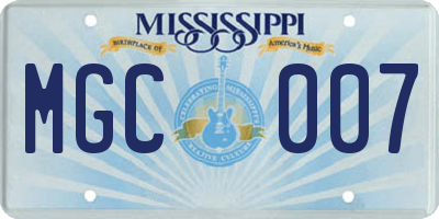 MS license plate MGC007