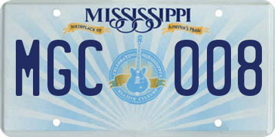MS license plate MGC008
