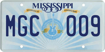 MS license plate MGC009