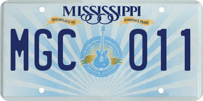 MS license plate MGC011