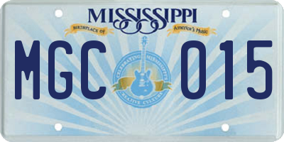 MS license plate MGC015