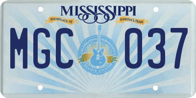 MS license plate MGC037