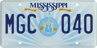 MS license plate MGC040