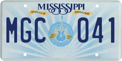 MS license plate MGC041