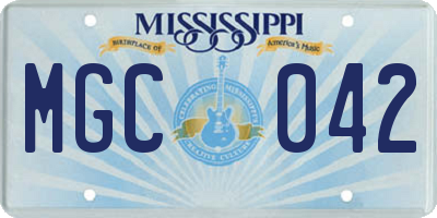 MS license plate MGC042