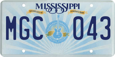 MS license plate MGC043