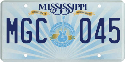 MS license plate MGC045