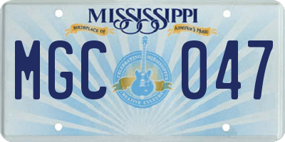 MS license plate MGC047