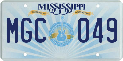 MS license plate MGC049