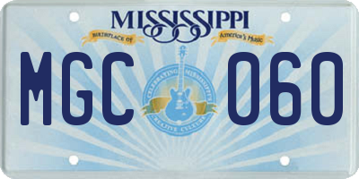 MS license plate MGC060