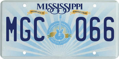 MS license plate MGC066