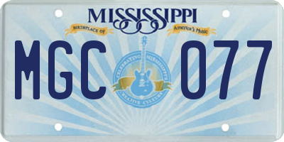 MS license plate MGC077