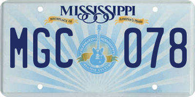 MS license plate MGC078