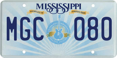 MS license plate MGC080