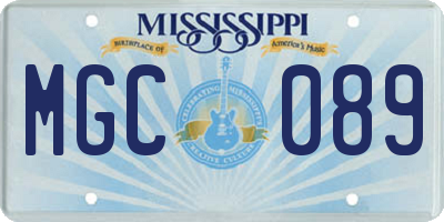 MS license plate MGC089
