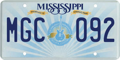 MS license plate MGC092