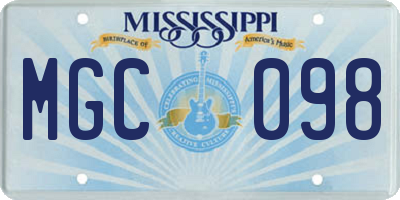 MS license plate MGC098