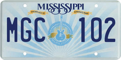 MS license plate MGC102