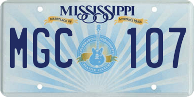 MS license plate MGC107
