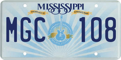 MS license plate MGC108
