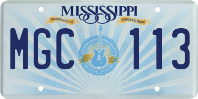 MS license plate MGC113
