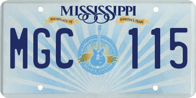 MS license plate MGC115