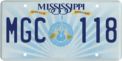 MS license plate MGC118