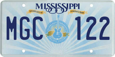 MS license plate MGC122