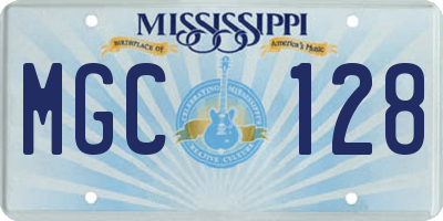 MS license plate MGC128