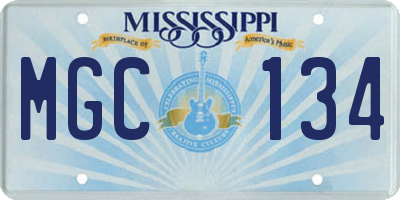MS license plate MGC134