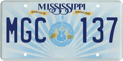 MS license plate MGC137