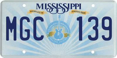 MS license plate MGC139