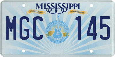 MS license plate MGC145