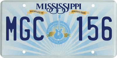 MS license plate MGC156