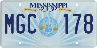 MS license plate MGC178