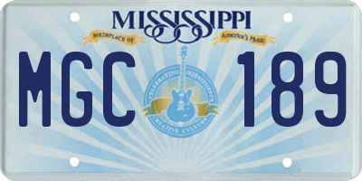 MS license plate MGC189