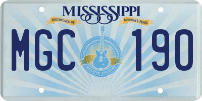 MS license plate MGC190