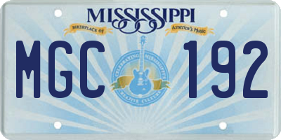 MS license plate MGC192