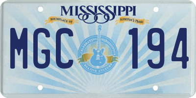 MS license plate MGC194