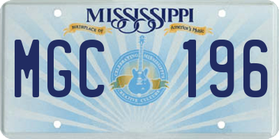 MS license plate MGC196