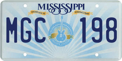 MS license plate MGC198