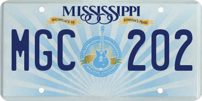 MS license plate MGC202