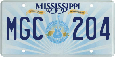 MS license plate MGC204