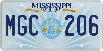 MS license plate MGC206