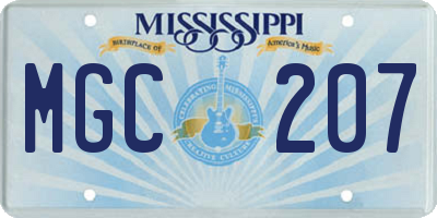 MS license plate MGC207