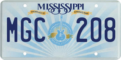 MS license plate MGC208