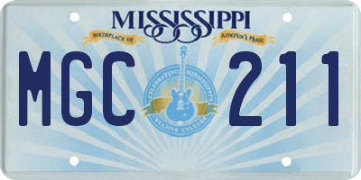 MS license plate MGC211