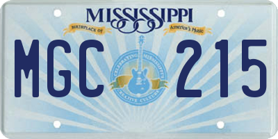 MS license plate MGC215