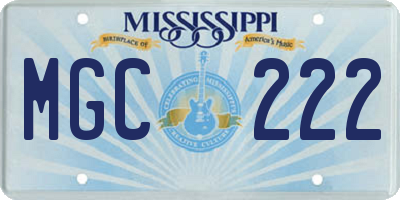 MS license plate MGC222