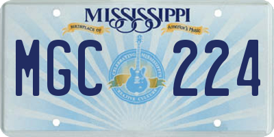 MS license plate MGC224